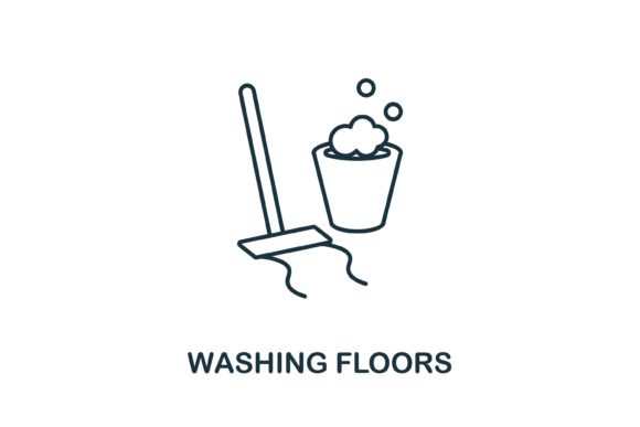 Enhance Your Cleaning Graphics with Washing Floors Icon