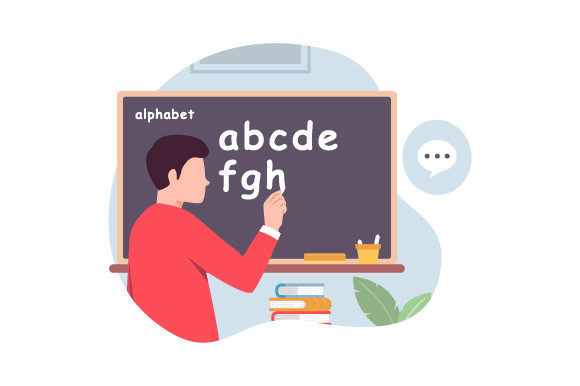 Teacher Writing Alphabet on Blackboard: A Timeless Educational Tool with Modern Versatility